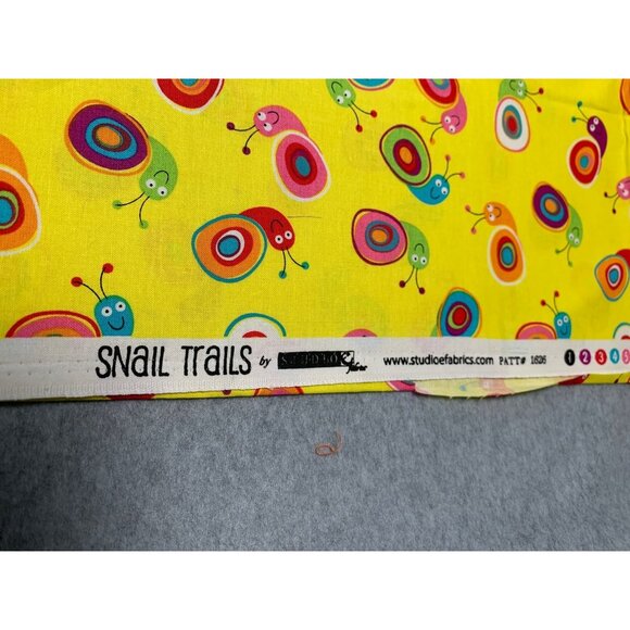 Colorful Snail Trails Cotton Fabric Studio E 18"x21" Bright Yellow Multicolor Sn - Picture 2 of 10